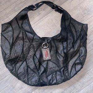 100% leather soft textured hobo bag
